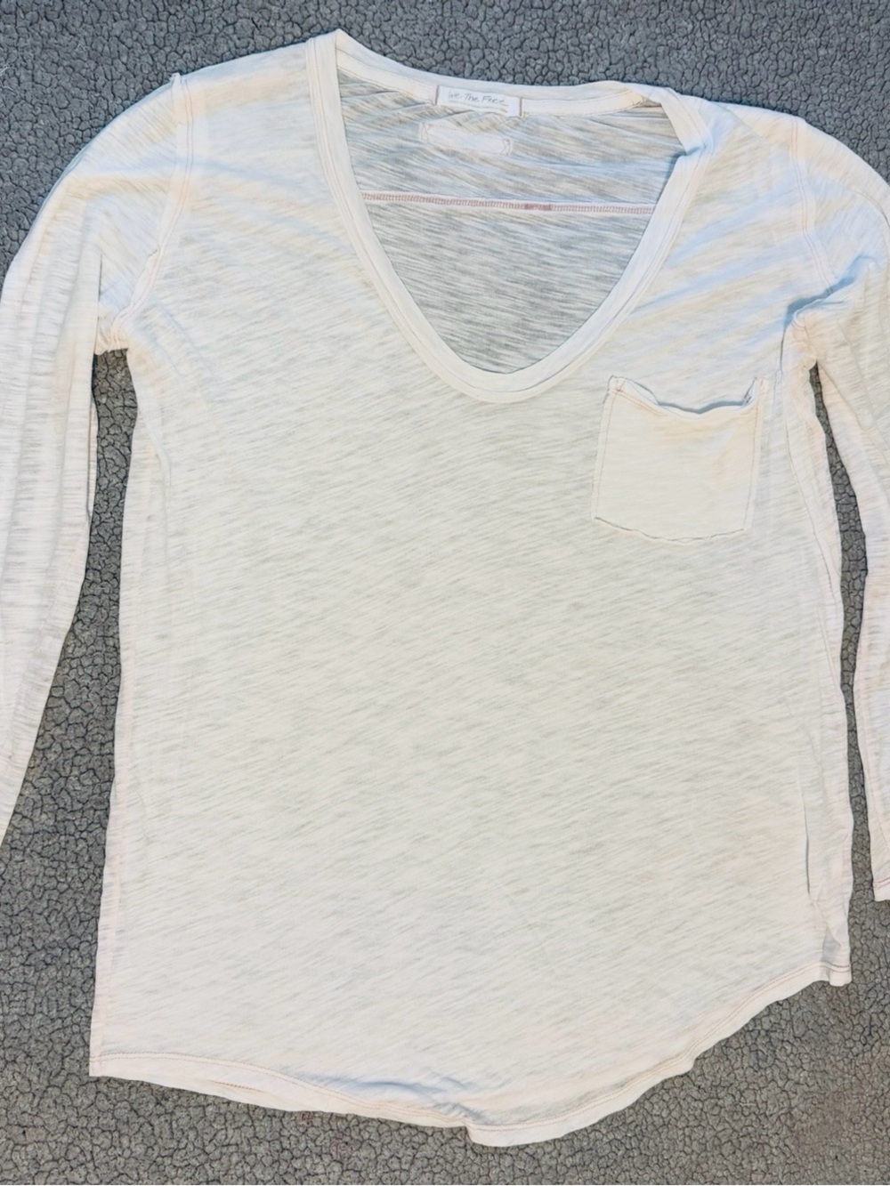 Free Ppl We The Free V-Neck Long Sleeve Pocket Burnout Tee
